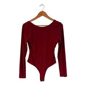 21 Saints Red Bodysuit Long Sleeves Large Snap V Back Women's L